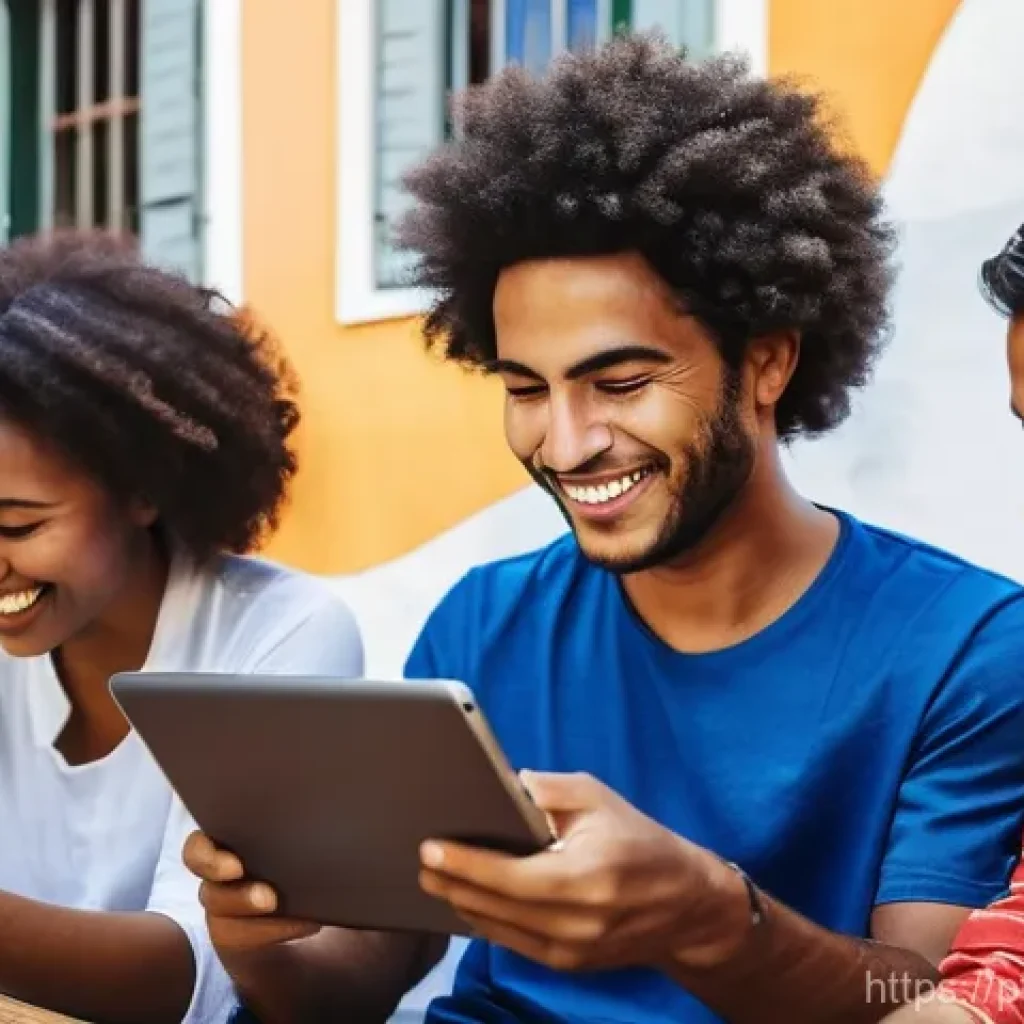 미미의 글로벌 마케팅 전략 - **Prompt: "A vibrant and interconnected digital world, showcasing a diverse group of adults from var...