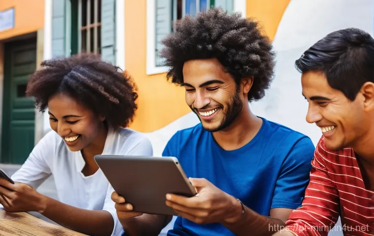 미미의 글로벌 마케팅 전략 - **Prompt: "A vibrant and interconnected digital world, showcasing a diverse group of adults from var...