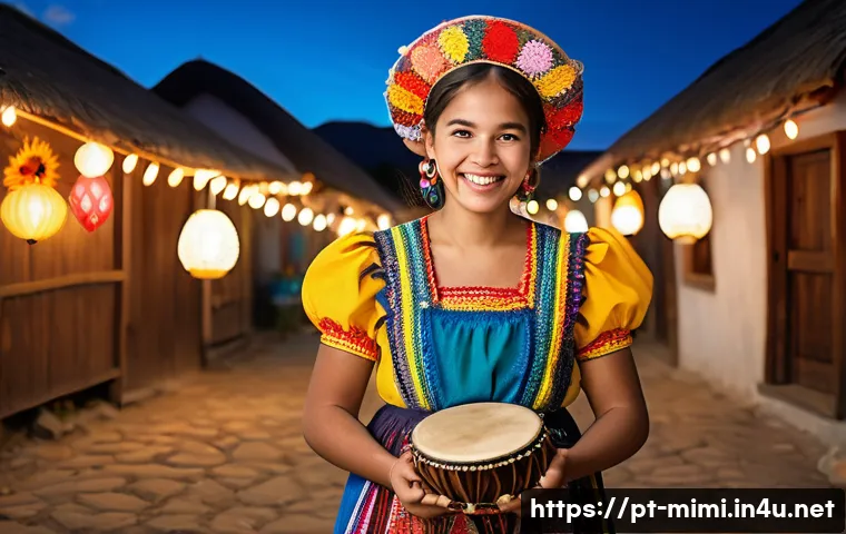 미미의 문화적 요소 분석 - A vibrant portrait of Mimi dressed in traditional northeastern Brazilian festa junina attire, featur...