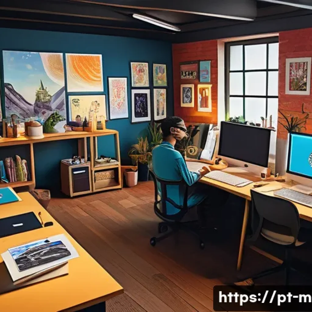미미와 팬아트 커뮤니티 - A vibrant digital art community workspace featuring diverse artists collaborating organically in a c...