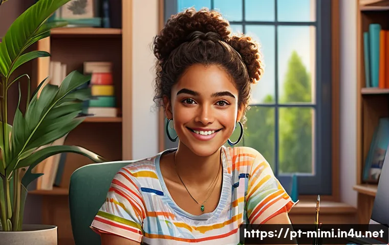 미미 캐릭터의 감성 마케팅 - A vibrant and warm digital illustration of a young Brazilian woman named Mimi, portrayed as a friend...