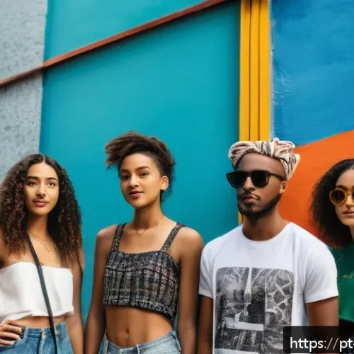 미미의 주요 소비자층 - A vibrant urban street scene in São Paulo featuring a diverse group of young adults aged 20 to 35, s...